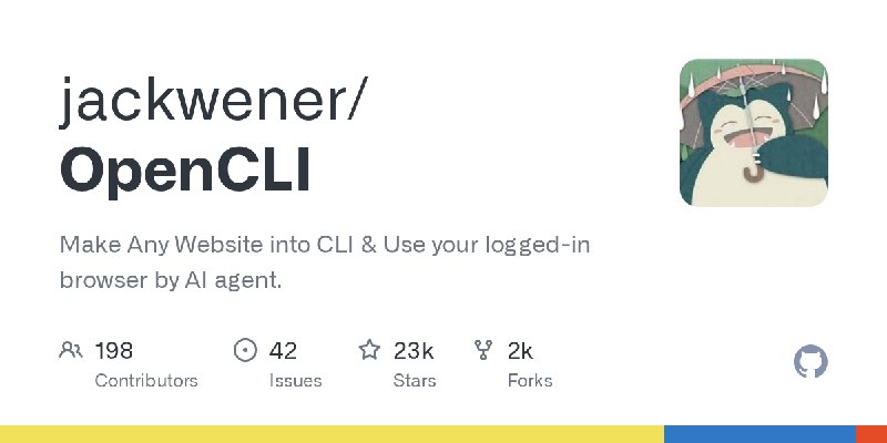 GitHub - jackwener/OpenCLI: Make Any Website into CLI & Use your logged-in browser by AI agent.