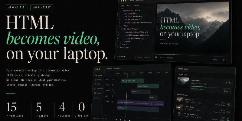GitHub - nexu-io/html-video: Programmatic video for coding agents — HTML to video on your laptop. Turn HTML, CSS & data into real…