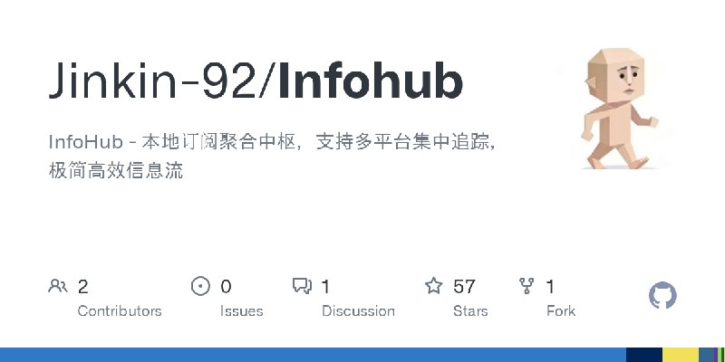 GitHub - Jinkin-92/Infohub: InfoHub - 本地订阅聚合中枢，支持多平台集中追踪，极简高效信息流