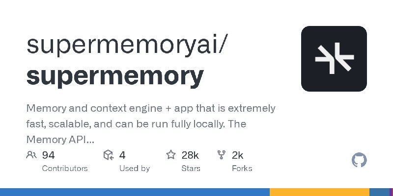 GitHub - supermemoryai/supermemory: Memory and context engine + app that is extremely fast, scalable, and can be run fully locally.…