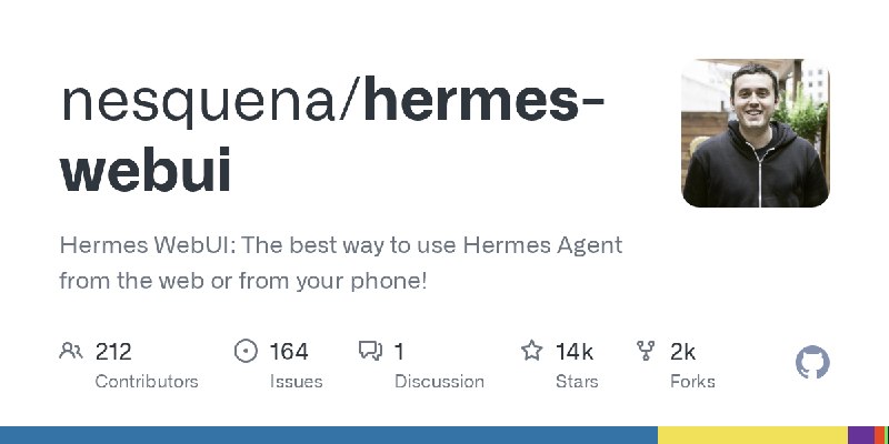 GitHub - nesquena/hermes-webui: Hermes WebUI: The best way to use Hermes Agent from the web or from your phone!