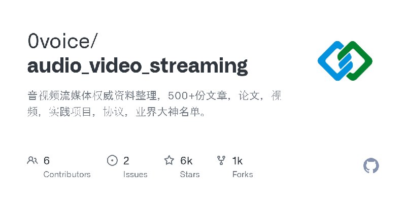GitHub - 0voice/audio_video_streaming: 音视频流媒体权威资料整理，500+份文章，论文，视频，实践项目，协议，业界大神名单。