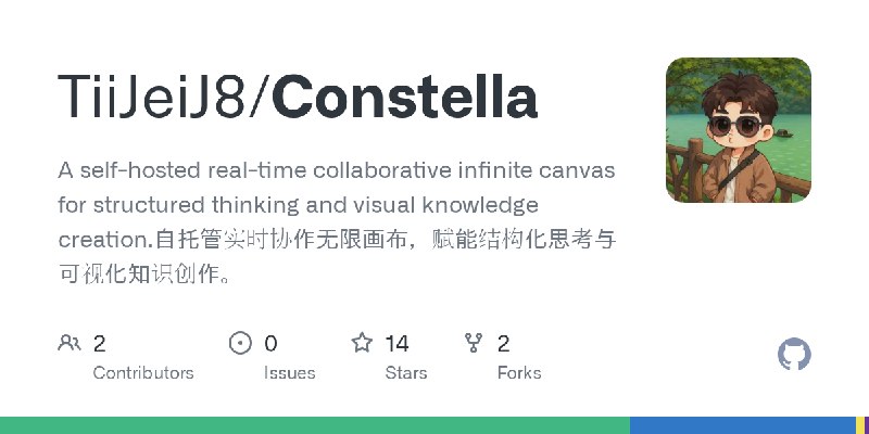 GitHub - TiiJeiJ8/Constella: A self-hosted real-time collaborative infinite canvas for structured thinking and visual knowledge…