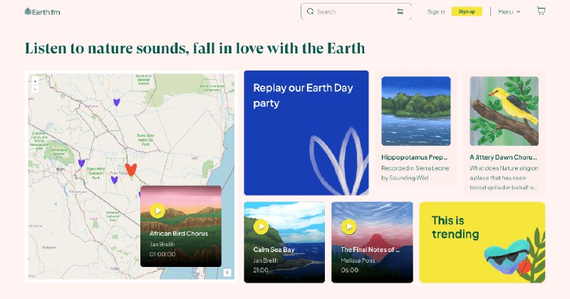 Earth.fm App: Listen to nature sounds, fall in love with the Earth