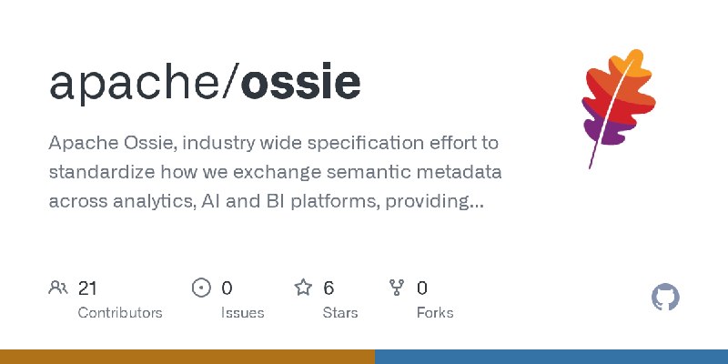 GitHub - apache/ossie: Apache Ossie, industry wide specification effort to standardize how we exchange semantic metadata across…