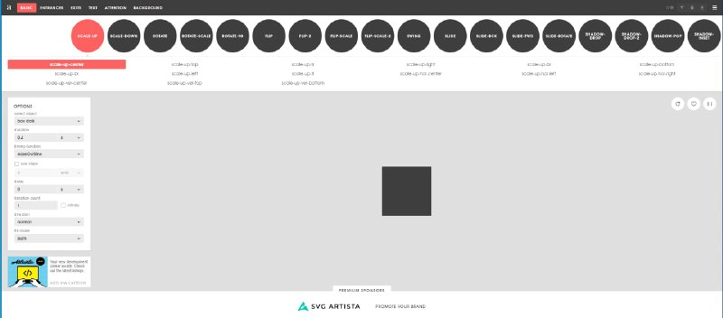 animista ——  #CSS 动效大全该网站展示所有 CSS 动效，并且可以亲自调整动效参数，拷贝代码