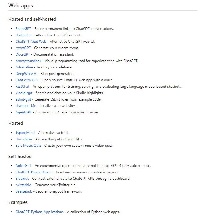 非官方的ChatGPT资源聚合列表，旨在汇总使用ChatGPT的应用、Web应用、浏览器扩展、CLI工具、机器人、集成、软件包、文章等资源 | Awesome list for ChatGPT非官方的ChatGPT资源聚合列表，旨在汇总使用ChatGPT的应用、Web应用、浏览器扩展、CLI工具、机器人、集成、软件包、文章等资源 | Awesome list for ChatGPT
