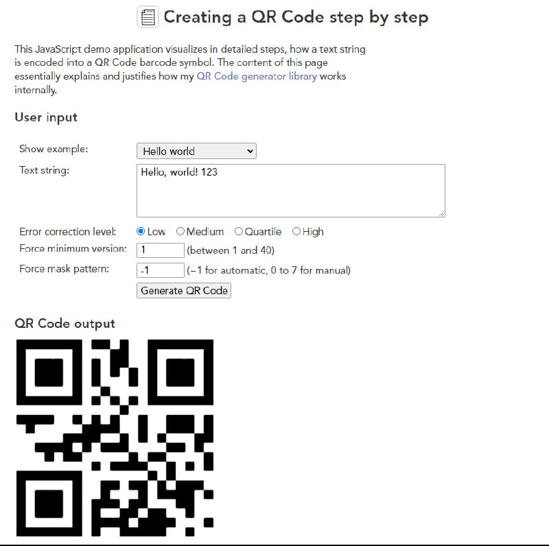 关于如何一步步创建二维码的详细指南 | link本文通过一个JavaScript演示应用程序，展示了文本字符串是如何被编码成二维码符号的