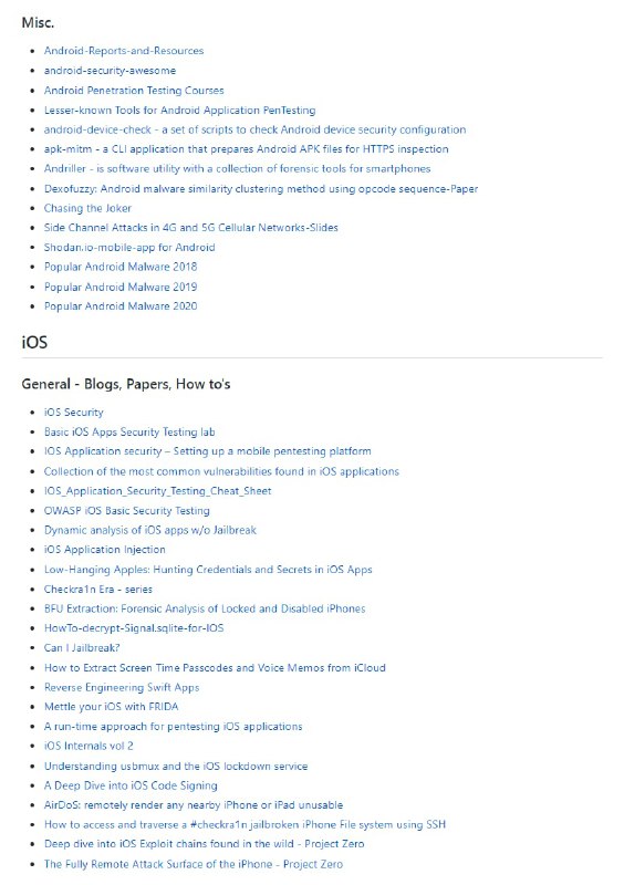 此资源列表由@vaib25vicky维护，是为所有有用的 android 和 iOS 安全相关的东西建立一个单一的地方