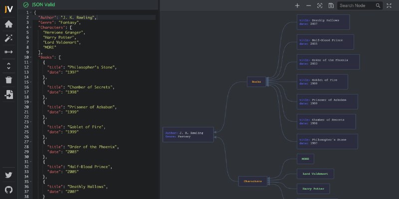 JSON Visio，一个开源的 JSON 数据 #可视化 #工具，可通过图表节点，完美呈现 JSON 数据间的结构关系与详情