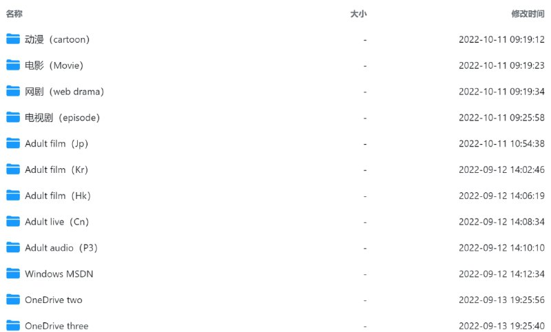 【网站名称】Adult Drive【网站功能】网盘资源分享【网站简介】一款自建网盘，网盘内收录了非常多的影视资源，包括动漫、电影、网剧、电视剧等