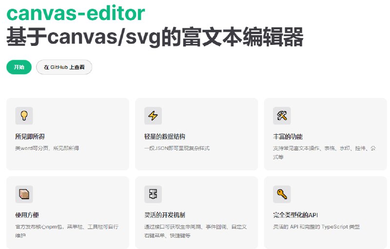 基于canvas/svg的在线富文本编辑器canvas-editor | #编辑器