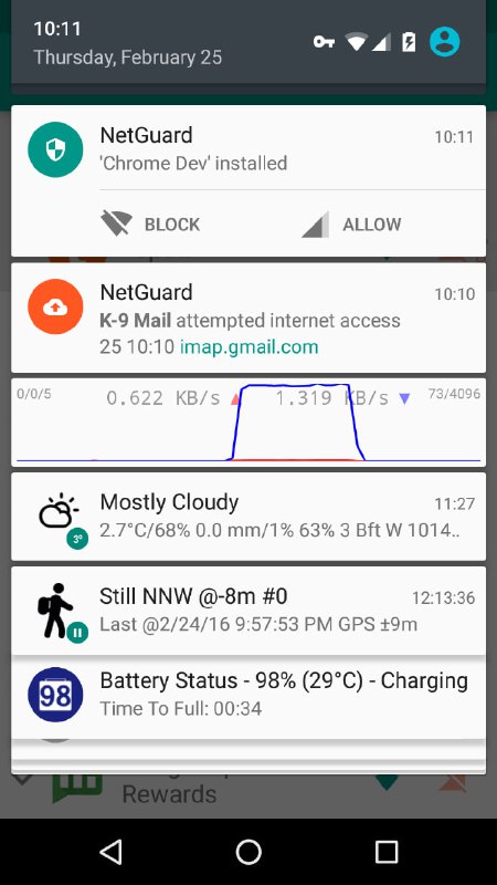 NetGuard，一个开源的无root权限Android防火墙应用可以让用户控制各个应用对Wi-Fi和移动数据的访问权限
