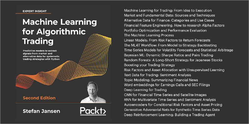 #machine #ML #TGAgent该项目是《Machine Learning for Algorithmic Trading》第二版的配套代码库，包含 150 多个 Jupyter Notebook，旨在演示如何将机器学习技术实际应用于算法交易策略的构建、评估与回测