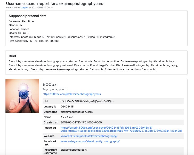 #Maigret #Python #OSINT #TGAgent给个用户名就能在3000+站点查对应账号，自动扒取各平台的公开信息整合成人物档案，完全不需要API密钥，上手就能用