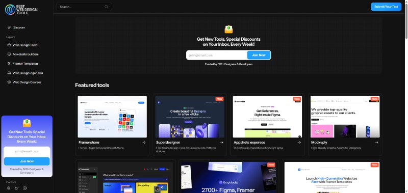#极客·产品发现 #极客创造站点名称:  Discover the Best Web Design Tools for Creating Stunning Websites and Apps描述: 在精选目录中探索最好的网页设计工具和 Framer 模板