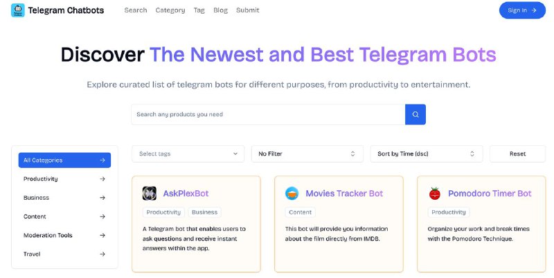 Telegram Chatbots：Telegram机器人大全 发现最新、最好的电报机器人
