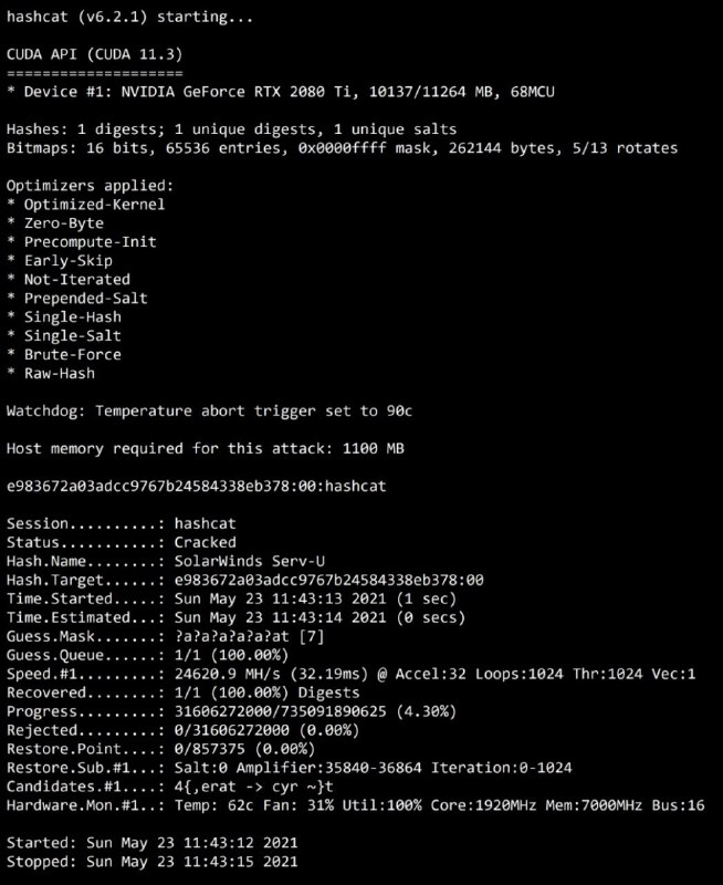 hashcat 号称是世界上最快、最陷阱的 #密码恢复 工具，支持超过 300 种高度优化的哈希算法的独特的攻击模式