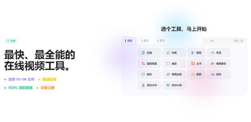 #视频 #音频 #工具箱 #TelegramDigesttools.video 是一款完全免费且无需注册的在线音视频处理工具