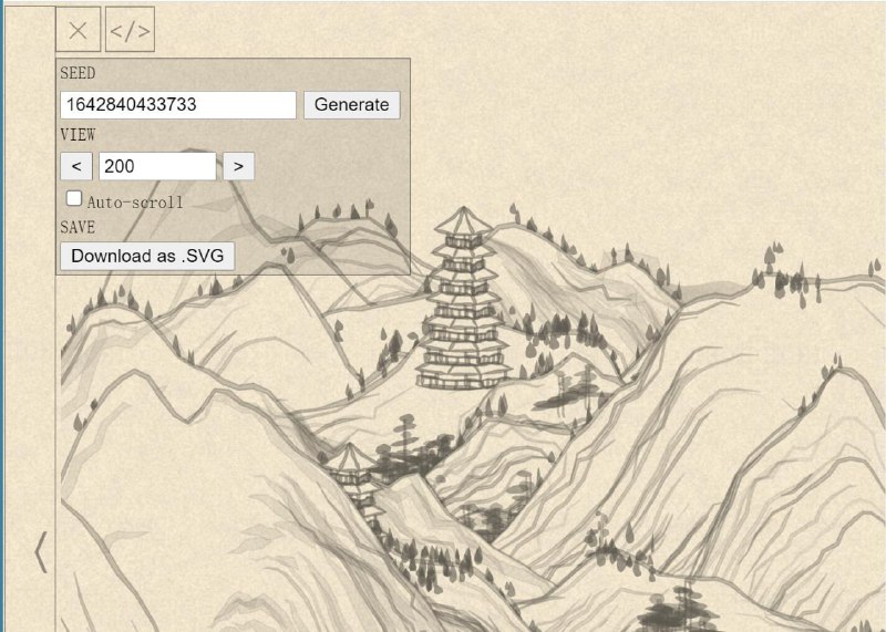 一个在线山水画生成器：Shan-Shui-inf，能一键生成矢量山水画
