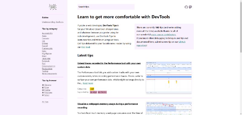 #开发一个专为网页开发者总结的实用指南，目前已收录近 180 个技巧