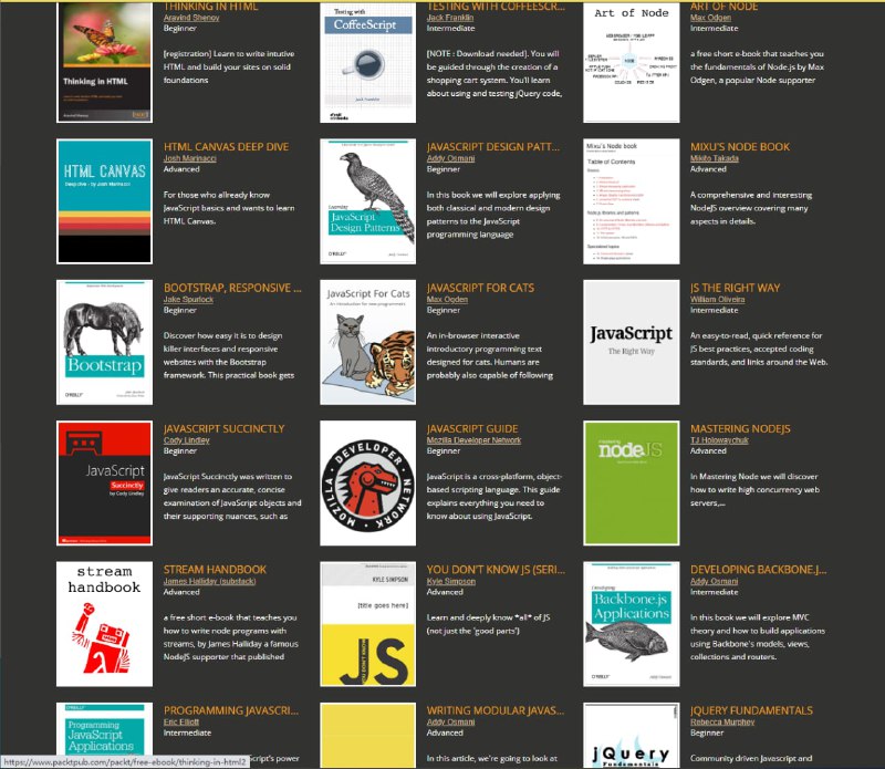 jsbooks.revolunet.com 这个网站收集了很多JavaScript相关的免费电子书，有几十本 | #电子书