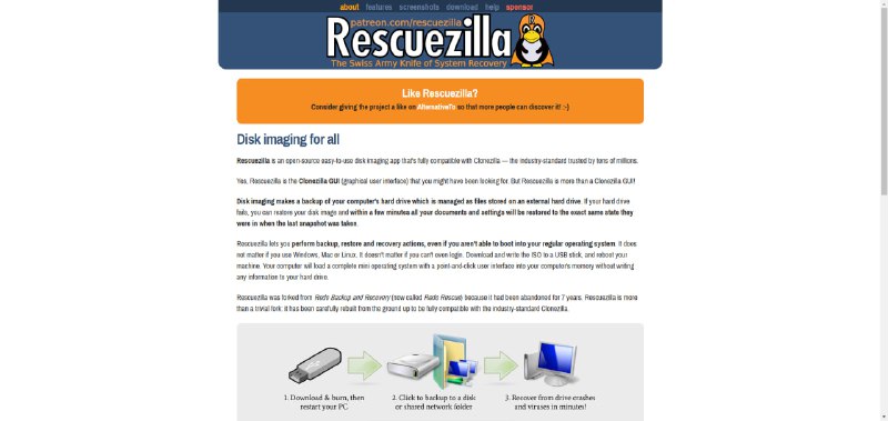 RescueZilla 是一个开源项目，用于备份和恢复已删除的文件