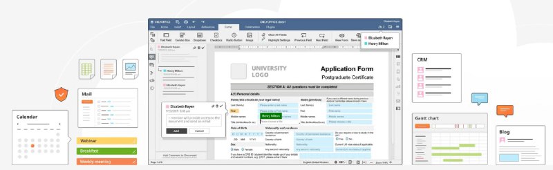 Onlyoffice-最新版的ONLYOFFICE开源套件又提供了很多实用的新特性，您可以使用新图表更好地展现可视化数据，打开SmartArt对象，可以用更舒适地方式处理图形，可以轻松查看PDF、XPS和DjVu文件等等