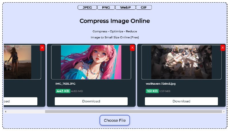 #压缩   FreeCompress   在线文件压缩工具，适用于图片、音频、视频、PDF 和代码文件，可调整压缩等级，支持批量压缩，免费使用与下载，无需注册