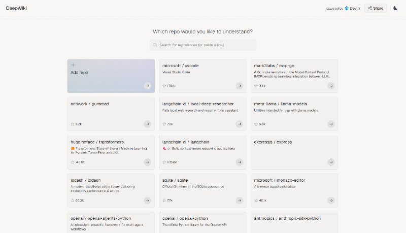 今日最佳 AI 产品是 DeepWiki， 除了可以画架构图、时序图外，还能直接生成接口文档