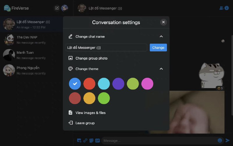 一款开源的聊天应用：FireVerse，功能齐全，允许一对一聊天、多人群聊