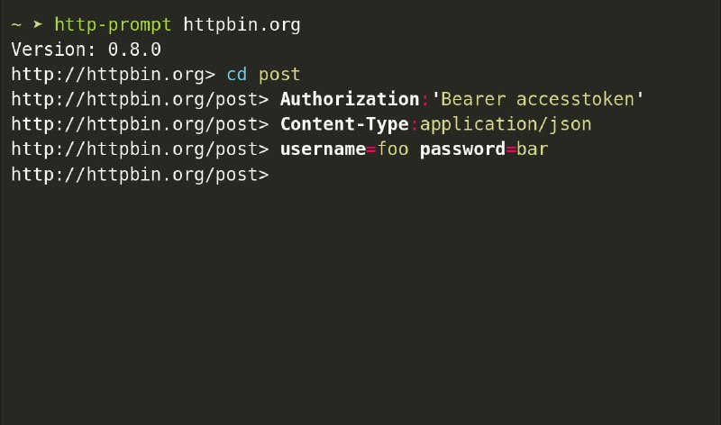 Http-prompt 一个交互式的命令行HTTP和API测试客户端，建立在HTTPie的基础上，具有自动完成、同步测试和自动生成的功能
