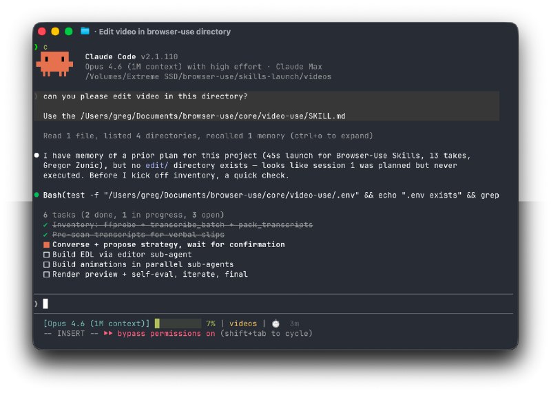 #video-use #Python #视频剪辑 #AI工具 #TGAgent这个用Claude Code剪视频的开源工具真的绝，直接把 raw 素材扔文件夹里，跟 Claude Code 聊需求就能拿到剪好的 final.mp4，不管是口播、教程、旅行vlog还是访谈都能用，完全不用调那些复杂的预设和菜单