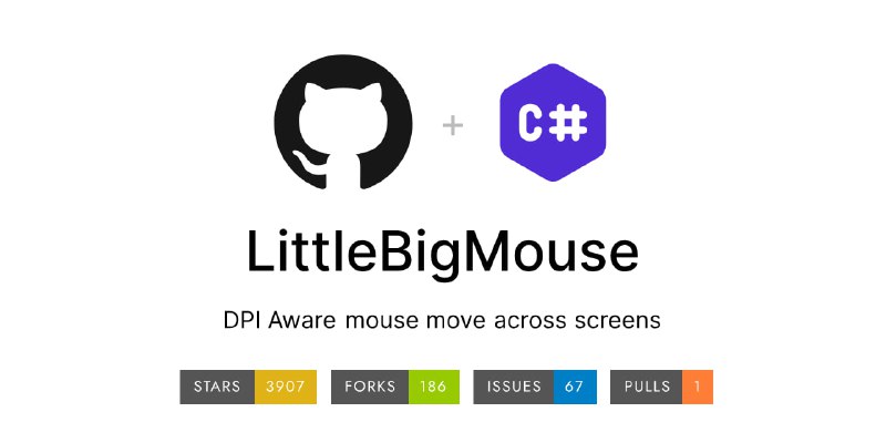 #屏幕 #多屏幕 #开源 Little Big Mouse 一个可在不同 DPI 显示器中移动鼠标的工具，包括水平或垂直的无缝光标移动，并可调整鼠标速度，以保持不同 DPI 显示器之间的一致性，对于涉及 4K 显示器和全高清显示器的设置特别有用，免费开源，适用于 Windows 10 和 11 系统