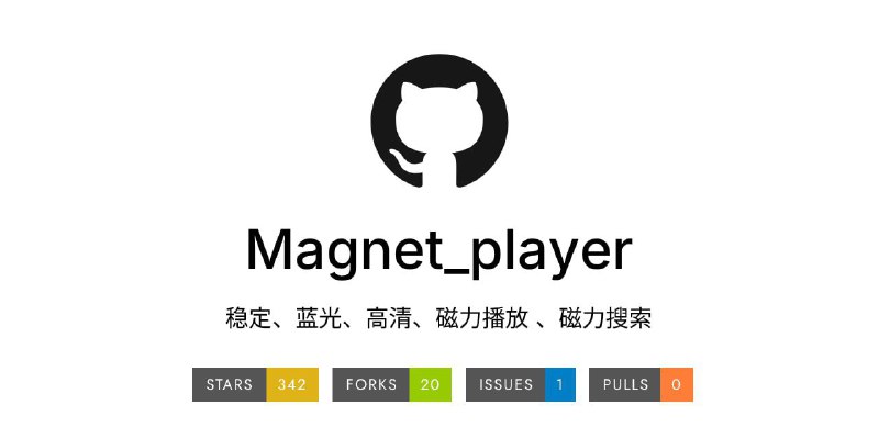 #磁力 Magnet Player 磁力视频解析播放与搜索下载工具，主打稳定、蓝光、高清的观影体验，具备全网资源采集与自定义源添加功能，可将不同网站或平台的源接入系统，播放过程中支持实时解析磁力链接并串流播放，也可选择将视频下载至本地保存，同时具备测速优化、离线下载完成通知、客服反馈机制等工具级功能，适用于安卓、电视和苹果端