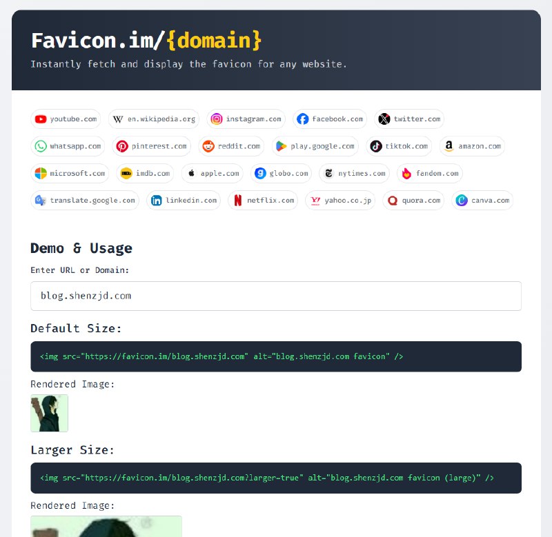 自动获取其他网站的 Favicon 图片，可以放大显示