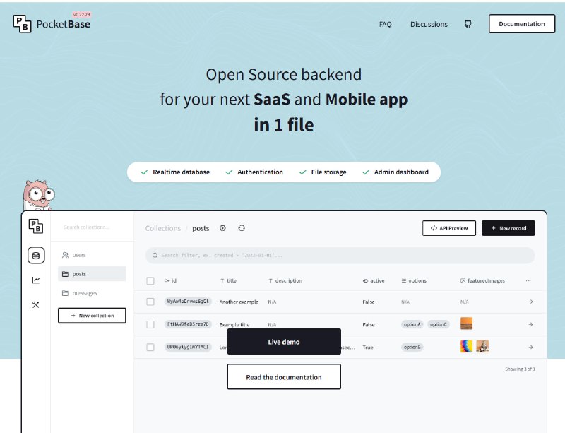 Beszel 背后使用的 PocketBase 对于小型自部署程序开发者来讲也是一个很棒的工具，可以帮你快速解决实时数据库、用户认证、文件存储、管理面板的开发