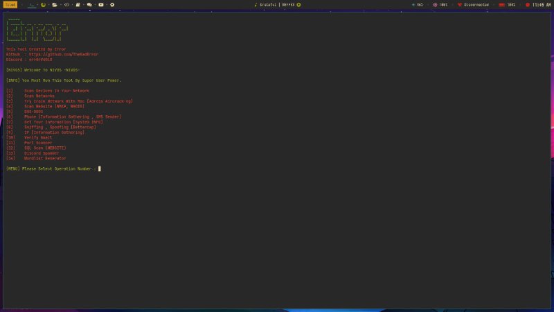 NIVOS，一个开源的 Python 工具包，可用于深入扫描、破解 WIFI，适用于所有 Linux 系统，部分功能仍在持续升级中