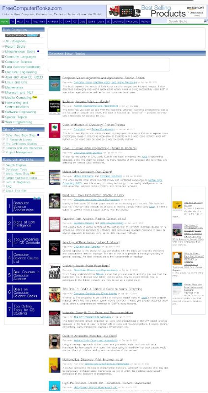 FreeComputerBooks 免费的计算机 #电子书 ，包括计算机，编程，数学，技术书籍，还有讲座笔记和教程的内容