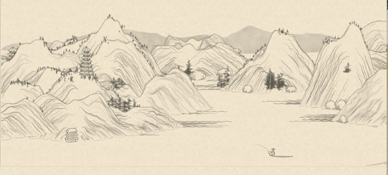 (传送门)这个网站可以自动生成山水画，每刷新一次网站，都会生成一幅全新的山水画画作