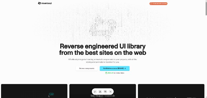 #前端开发 #独立开发站点名称: Reverse UI描述: 来自 Web 上最佳网站的逆向工程 UI 库