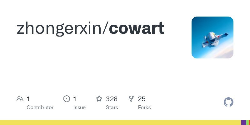 #Cowart #JavaScript #TGAgentCowart 是一个托管在 GitHub 上的 JavaScript 开源项目，近期 Star 数量呈现明显上升趋势