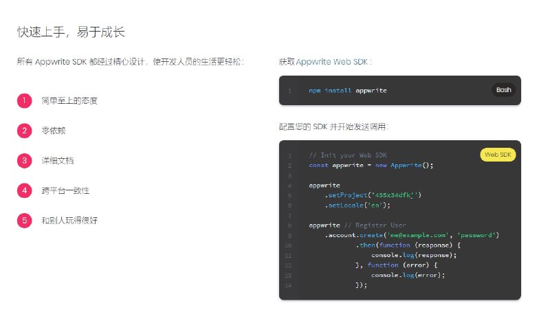 Web 服务器：Appwrite，（github地址）可帮你快速构建用户认证、数据库存储、文件管理、图像操作、地理位置检测等功能