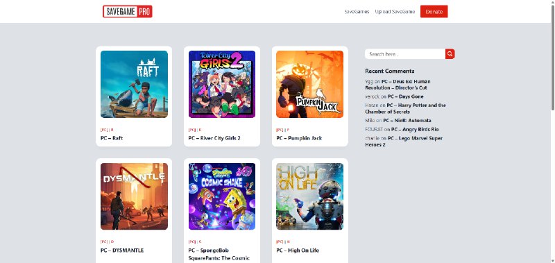 SaveGame.Pro PC 游戏存档库，覆盖 4000+ 款游戏，每个存档都有详细介绍，包括完成度、角色等级、装备、金币数量、解锁内容等，下载后放在游戏存档文件夹即可，完全免费，无需注册登陆