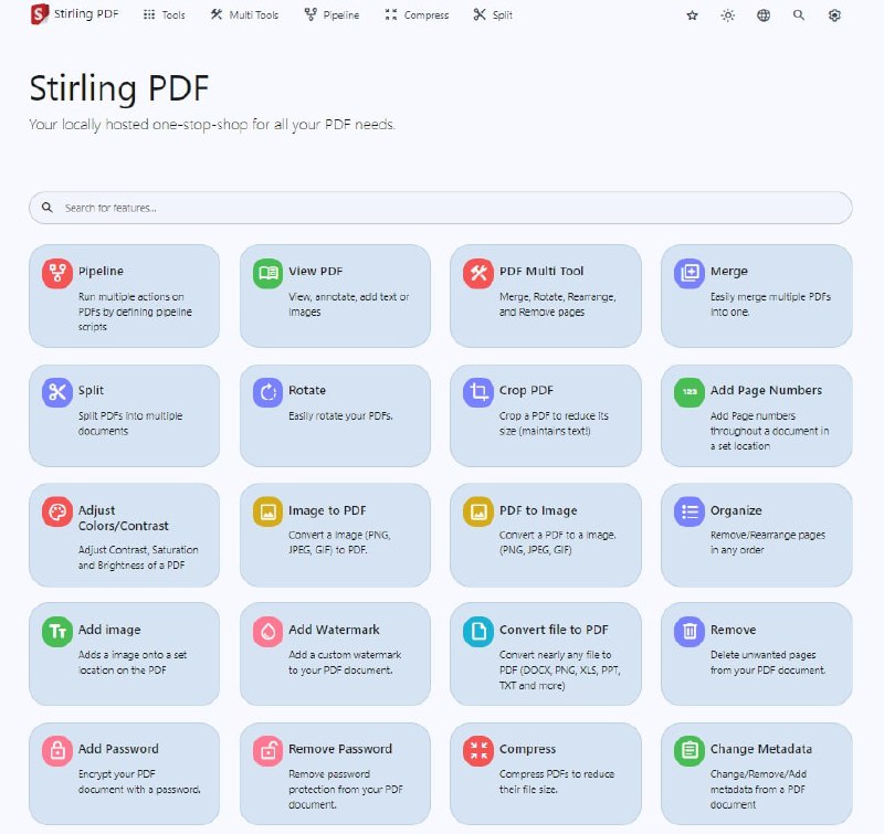 本地托管的 Web 应用程序，允许您对 PDF 文件执行各种操作.仓库地址：