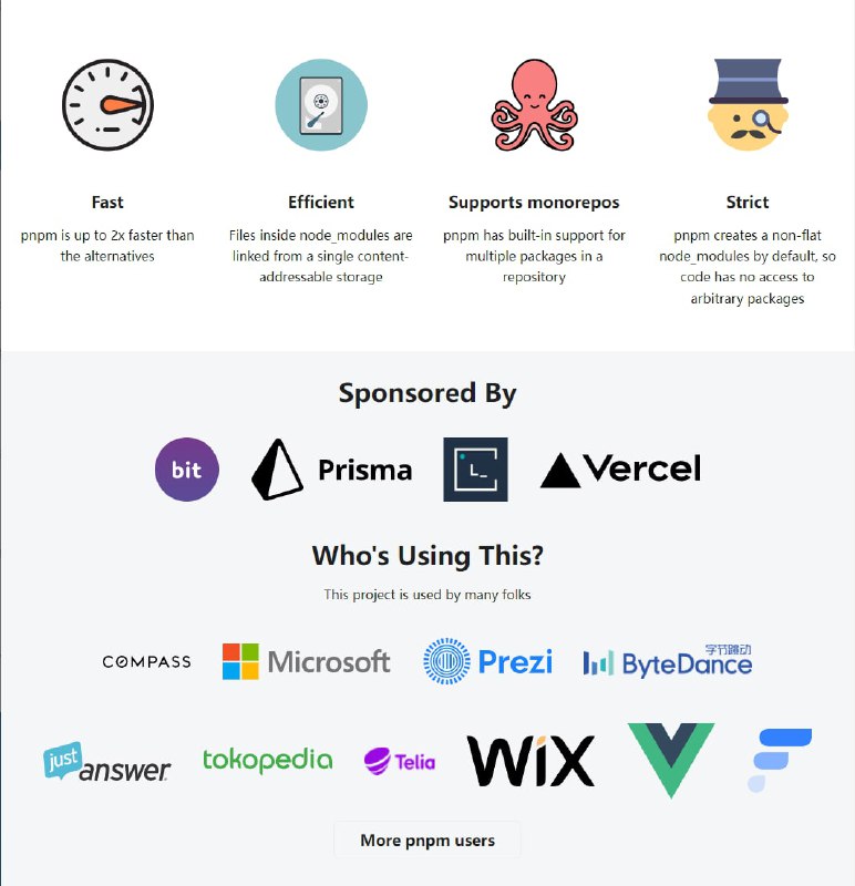 pnpm：用于 JavaScript 的快速、磁盘空间高效的包管理器