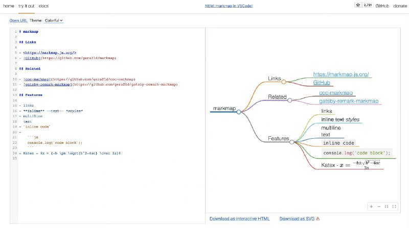 开源 #工具 markmap，可快速将 Markdown 文档转为直观可视化的思维导图，并且能集成到 VSCode 上开源 #工具 markmap，可快速将 Markdown 文档转为直观可视化的思维导图，并且能集成到 VSCode 上