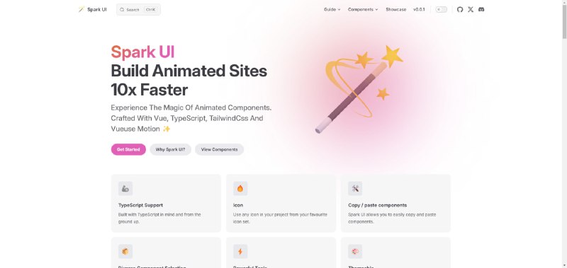 Vue 的动效 UI 组件库也开始丰富起来了对标 Magic UI 的 Spark UI 