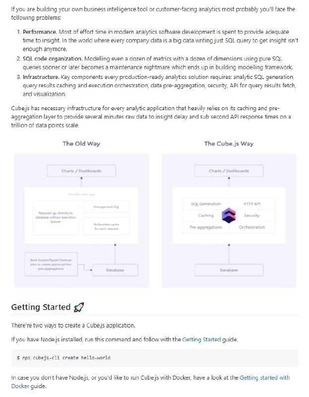 Cube.js – 用于构建数据应用的开源分析APICube.js 是一个开源分析 API 平台