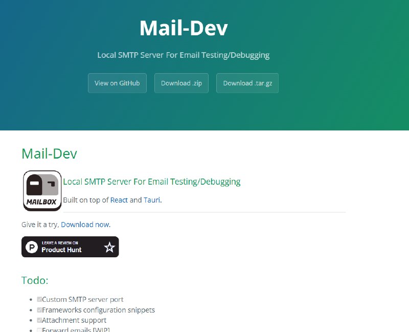 #开发工具 #App精选站点名称: Mail-Dev | Local SMTP Server For Email Testing/Debugging描述: 用于电子邮件测试/调试的本地 SMTP 服务器链接: 